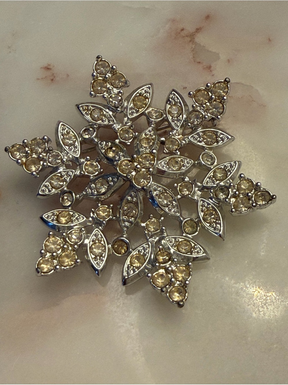 Sarah Coventry Brooch Vintage Evening Snowflake Rhinestone Silver Tone 1960's